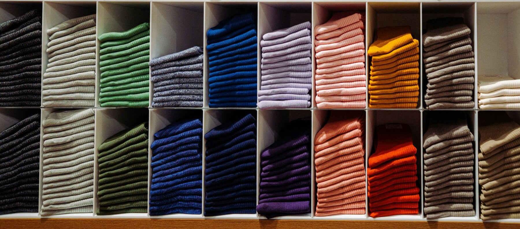 Clothing and textile wholasale shelves